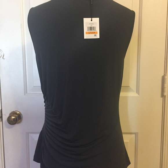 NWT! Calvin Klein Grey Cinch-Waist / Rouched Blouse (S) - Picture 3 of 4